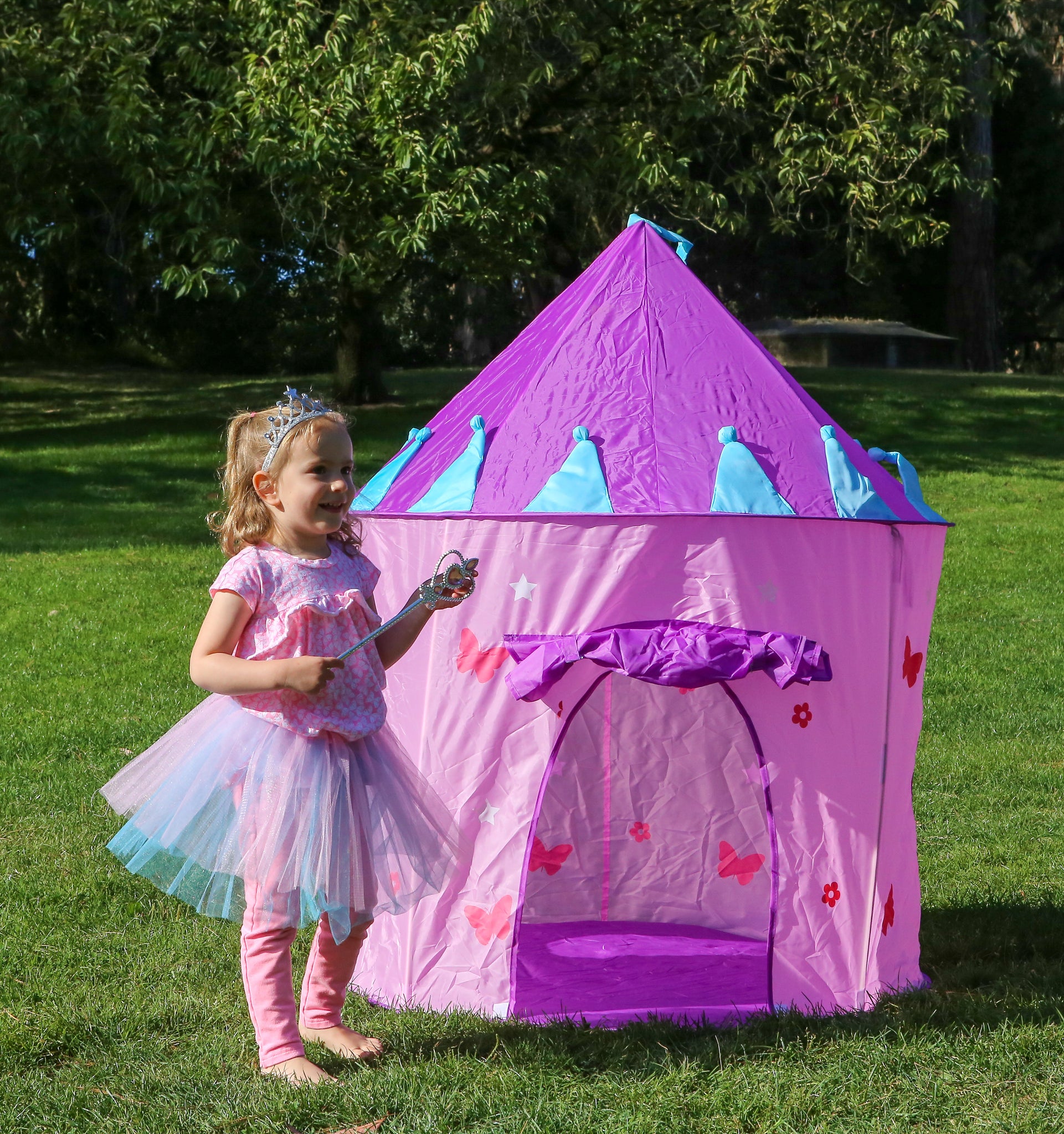 Elly & Andy Princess Castle Play Tent with Butterflies, Glow in The Da